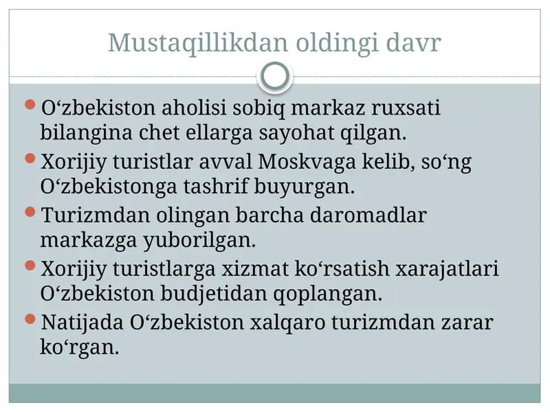Mustaqillikdan oldingi davr