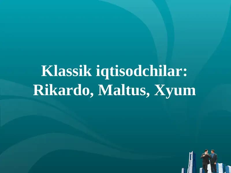 D.Rikardoning iqtisodiy ta'limoti