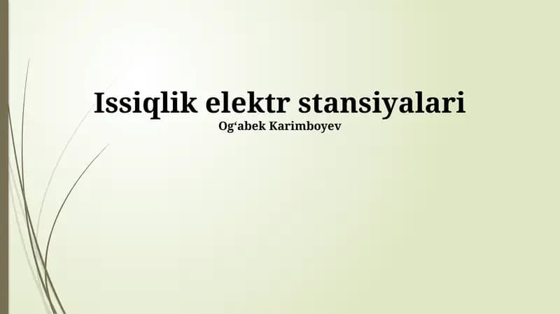 Issiqlik elektr stansiyalari