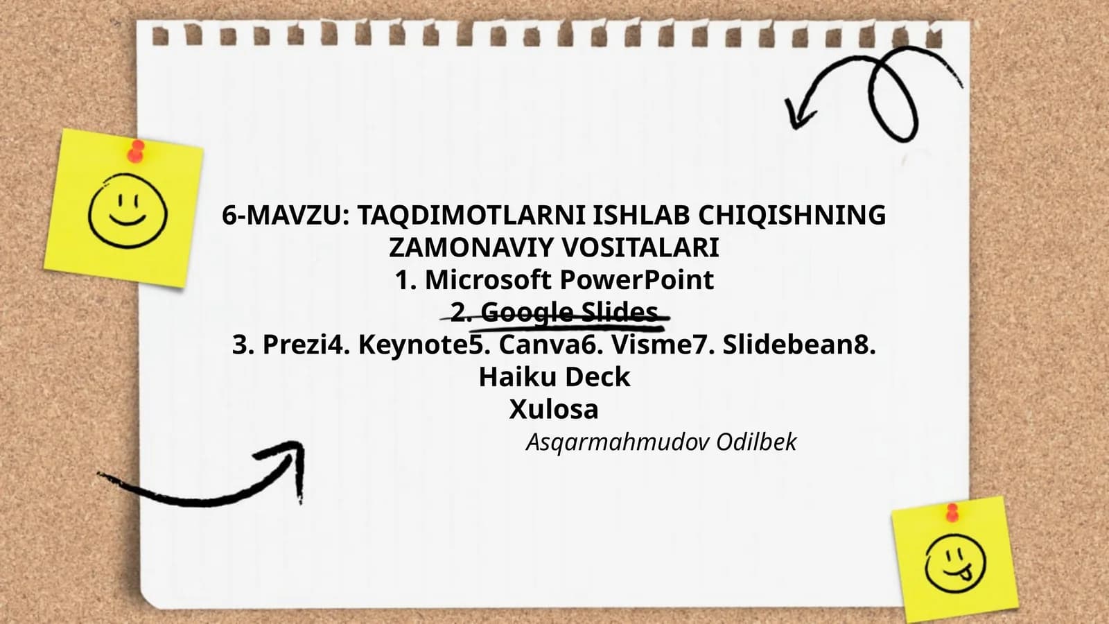 TAQDIMOTLARNI ISHLAB CHIQISHNING ZAMONAVIY VOSITALARI