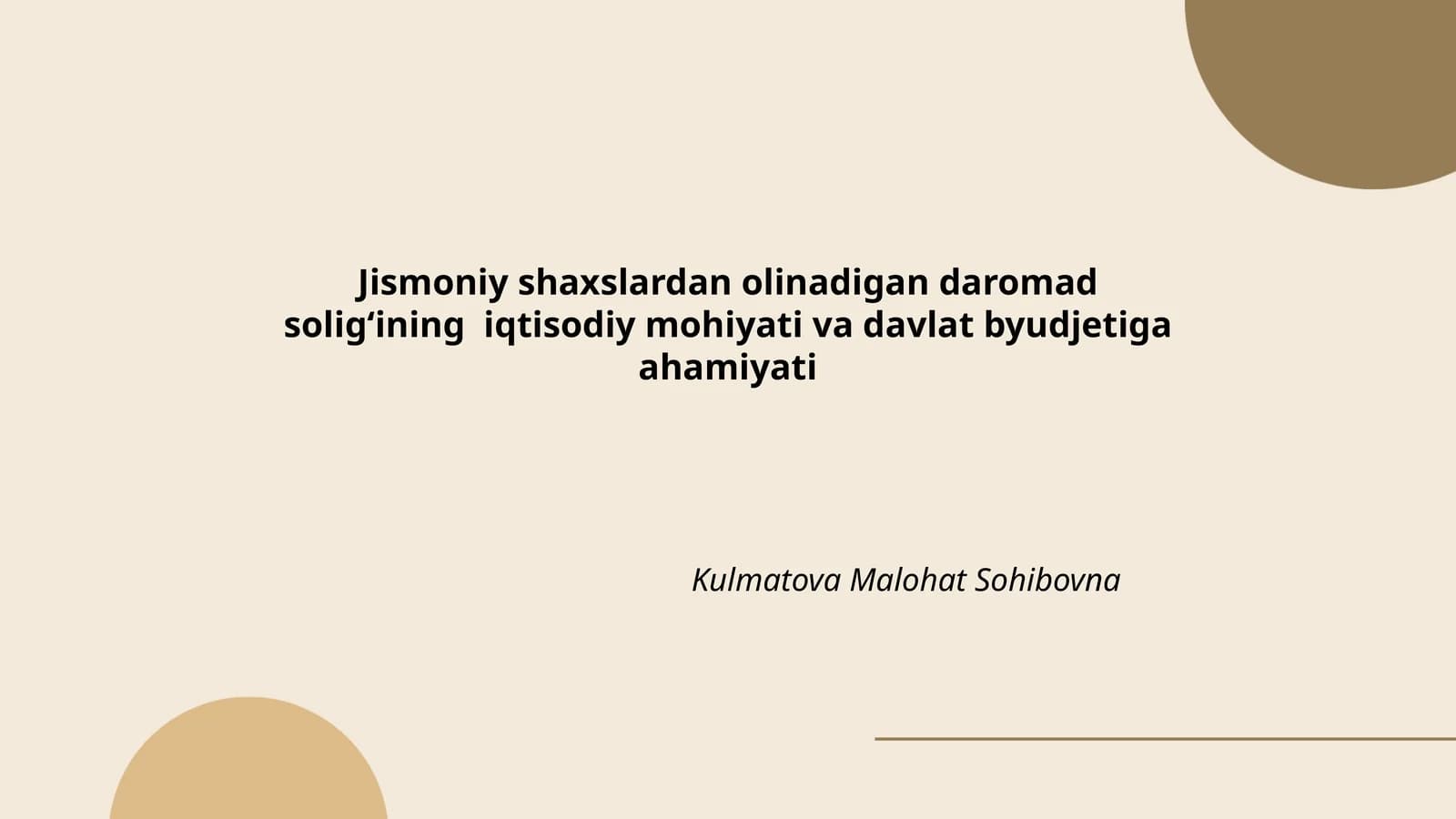 Daromad soligʻining iqtisodiy mohiyati