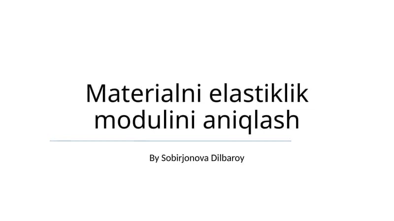 Materialni elastiklik modulini aniqlash