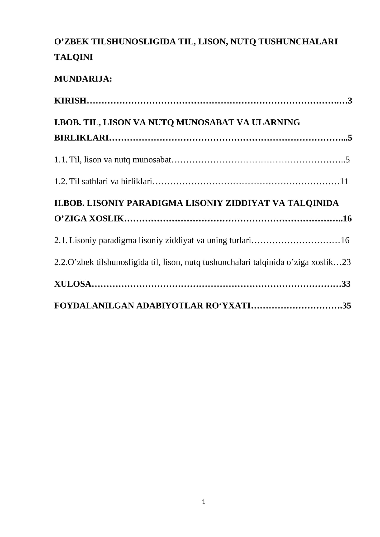 O’ZBEK TILSHUNOSLIGIDA TIL, LISON, NUTQ TUSHUNCHALARI TALQINI