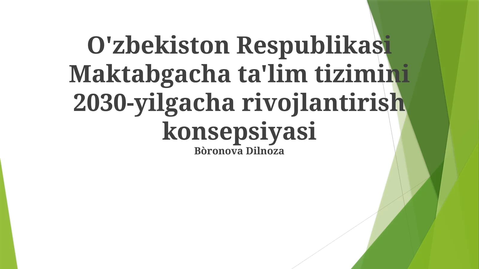 O'zbekiston Respublikasi Maktabgacha ta'lim tizimini 2030-yilgacha rivojlantirish konsepsiyasi
