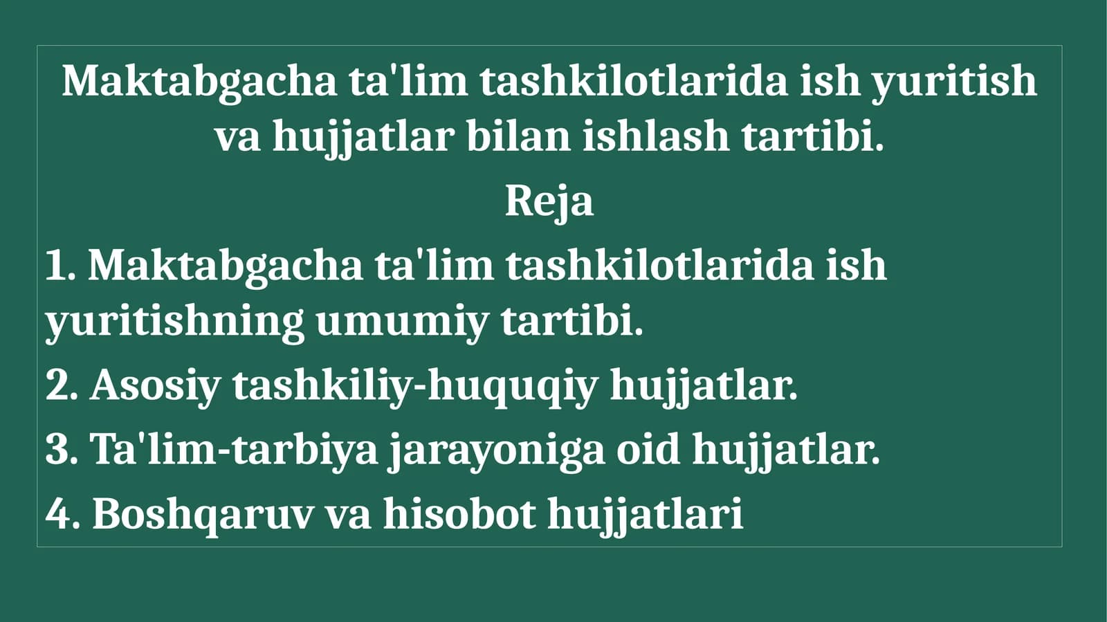 Maktabgachata'lim Tashkilotlarida Ish Yuritish Tartibi