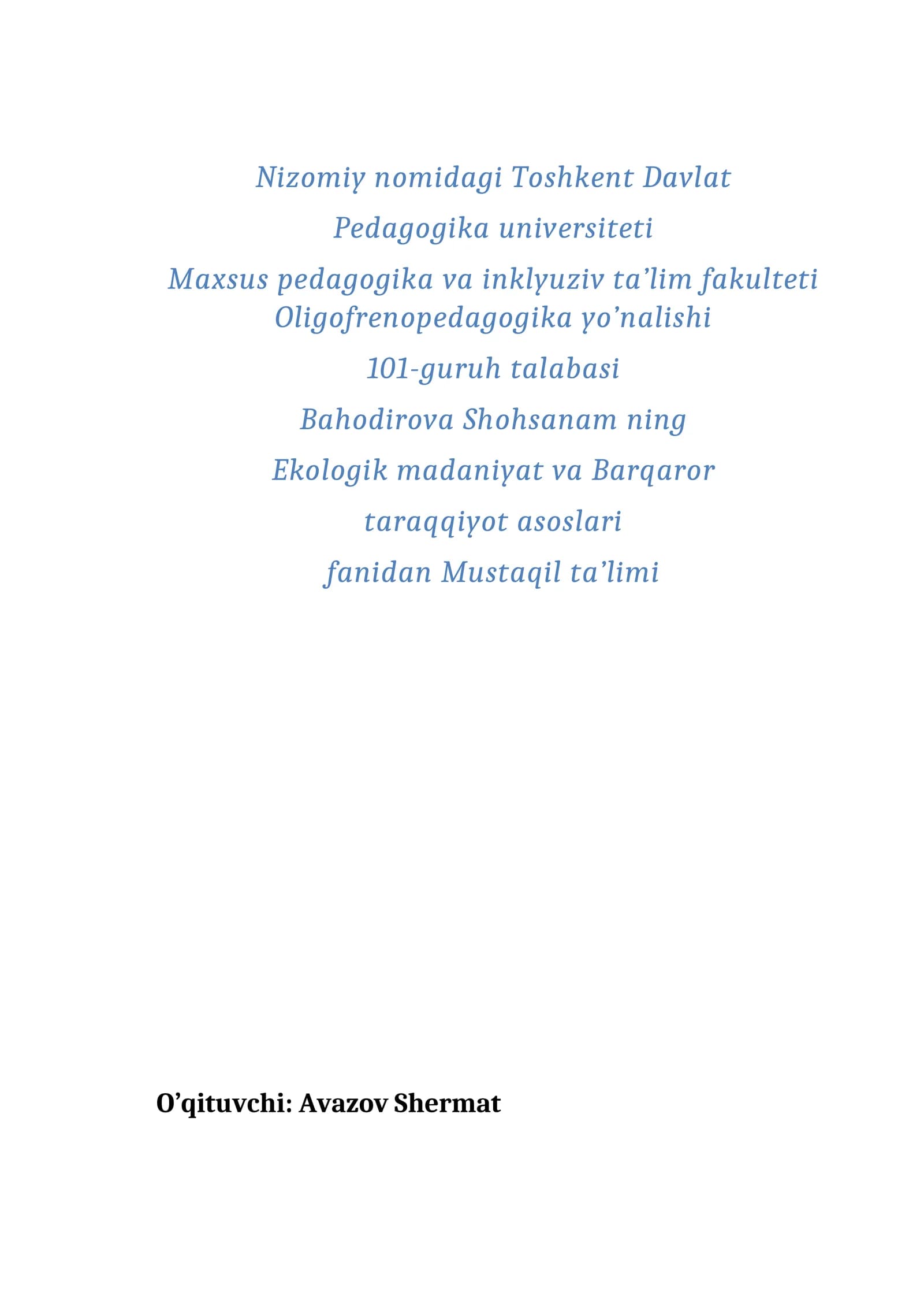 EKOLOGIYA VA ATROF MUHIT MUHOFAZASI FANINING MAQSAD-VAZIFALARI VA TADQIQOT METODLARI, BО‘LIMLARI