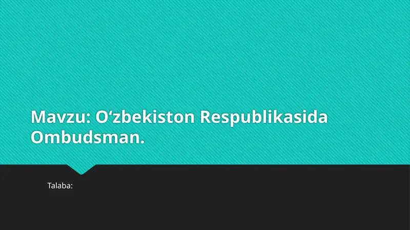 Oʻzbekiston Respublikasida Ombudsman