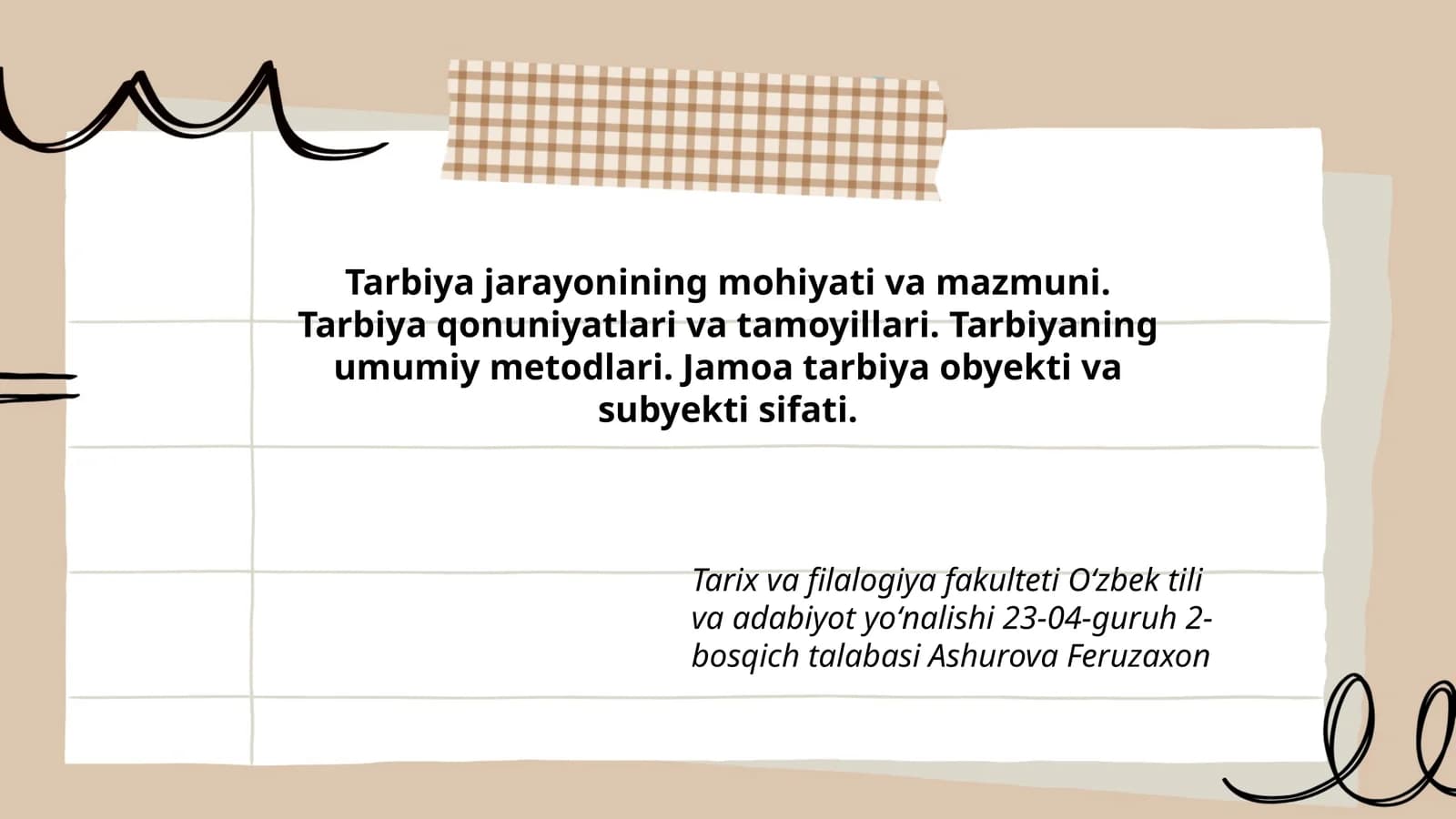 Tarbiya jarayonining mohiyati va mazmuni