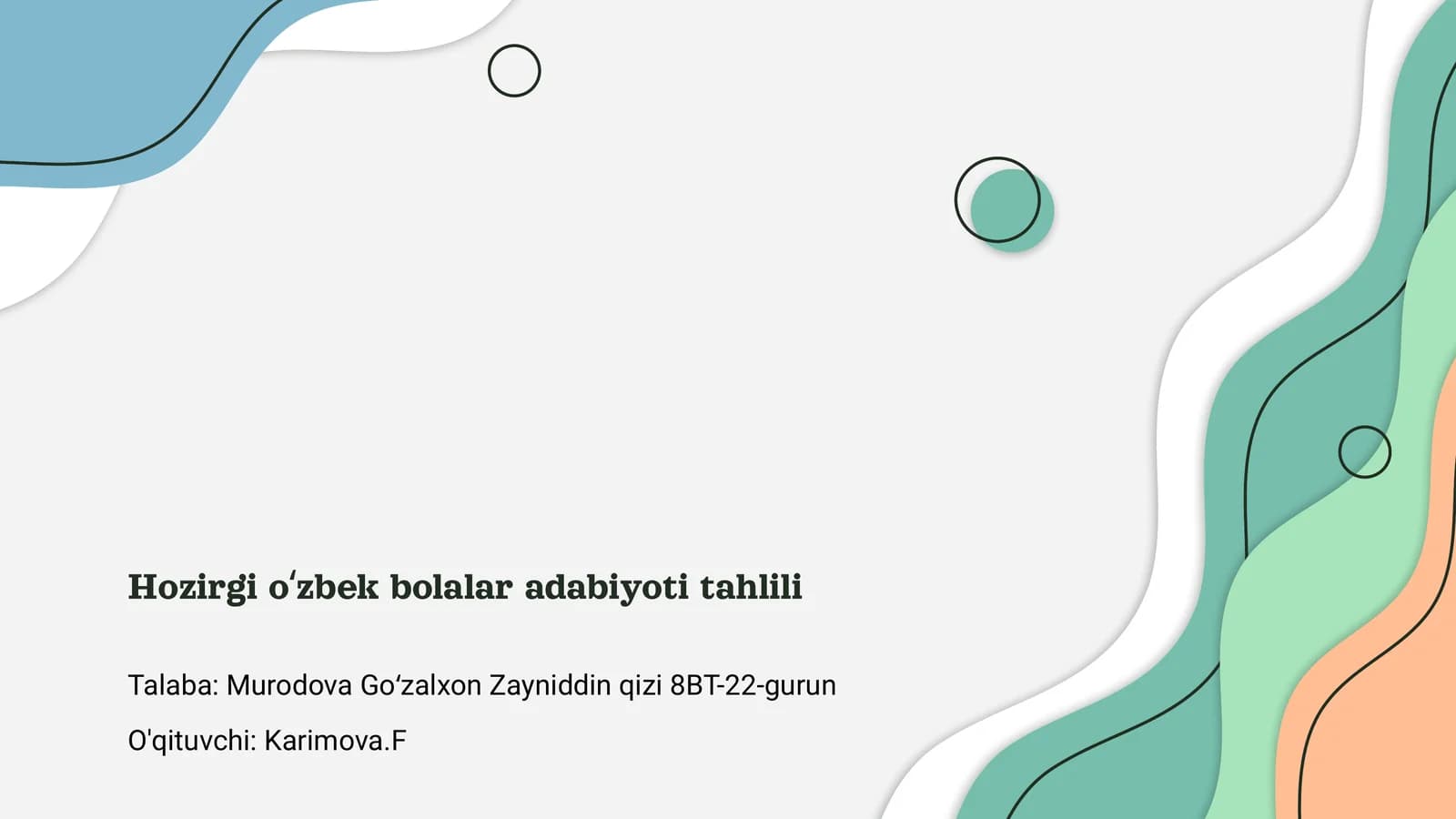 Hozirgi oʻzbek bolalar adabiyoti tahlili