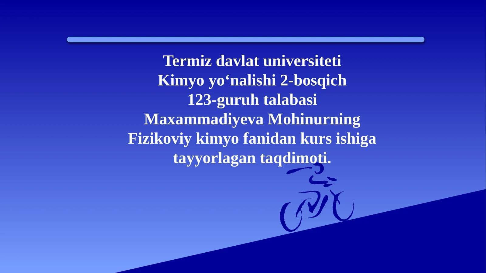 Fizikoviy kimyo fanidan kurs ishiga tayyorlagan taqdimoti