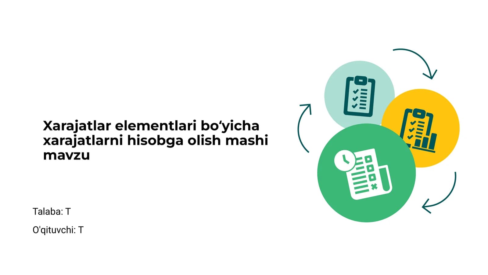 Xarajatlar elementlari boʻyicha xarajatlarni hisobga olish