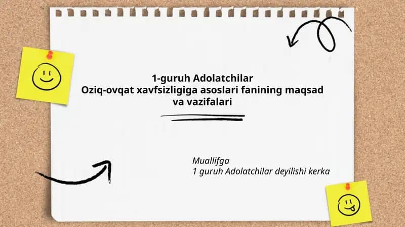 Oziq-ovqat xavfsizligiga asoslari