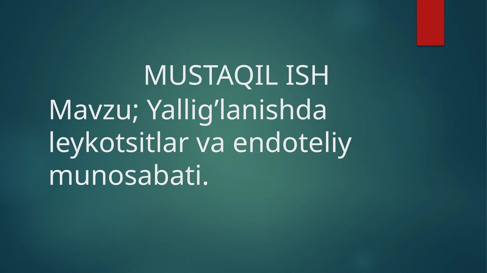 Yallig’lanishda leykotsitlar va endoteliy munosabati.