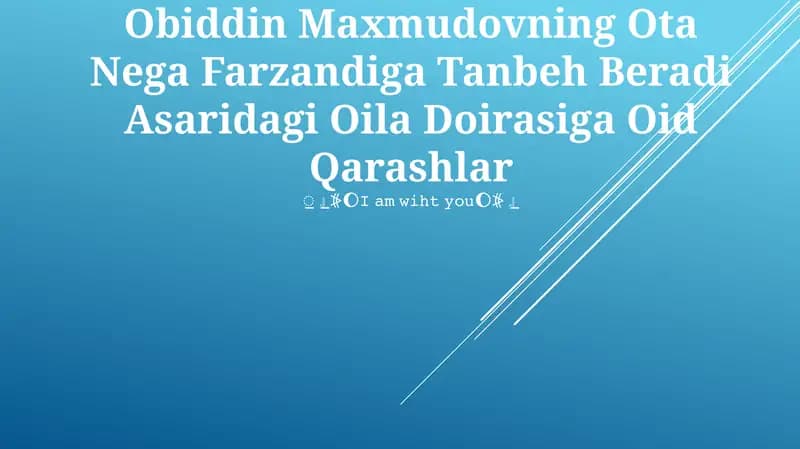 Ota Nega Farzandiga Tanbeh Beradi Asaridagi Oila