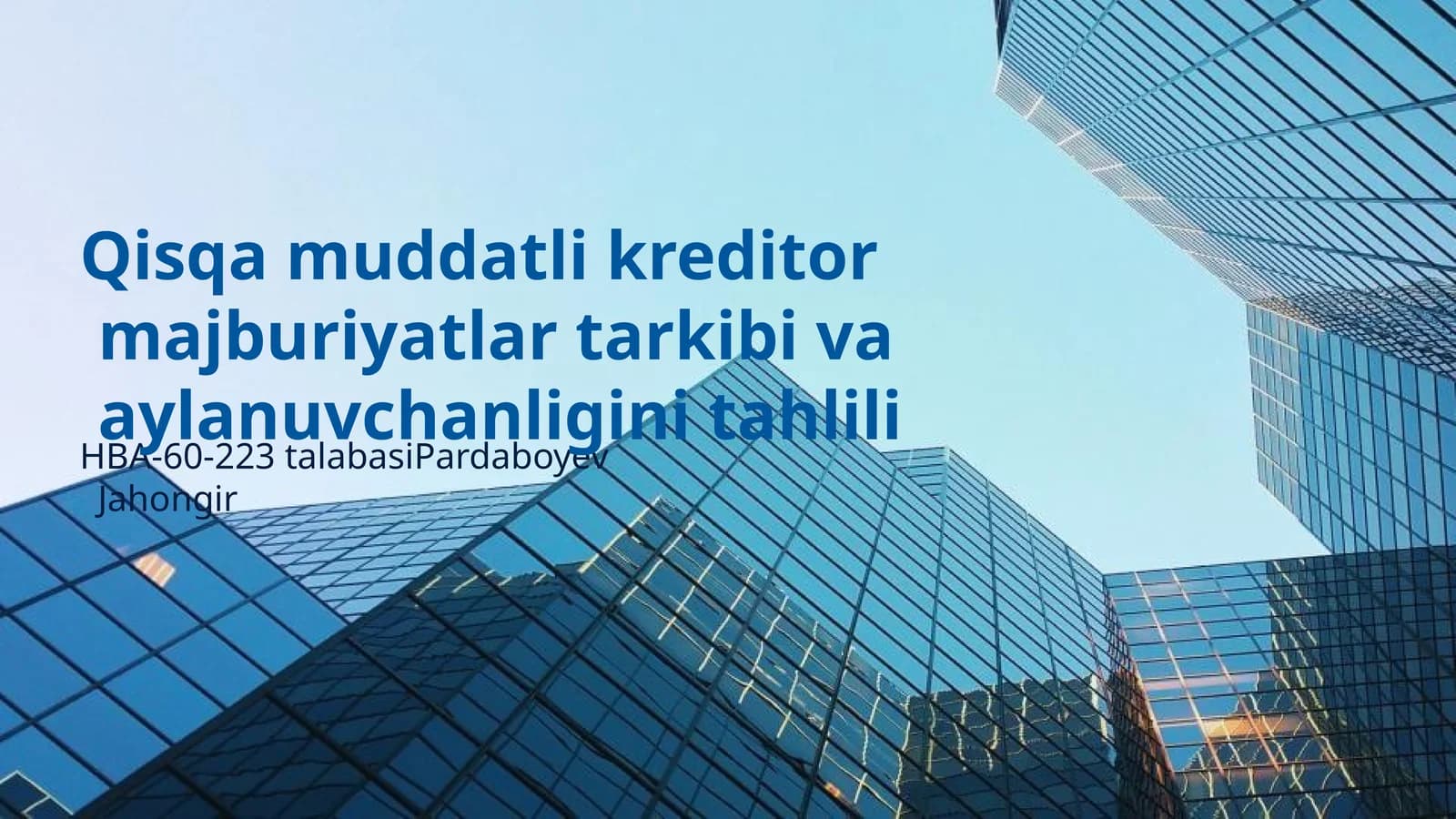 Qisqa muddatli kreditor majburiyatlar tarkibi va aylanuvchanligini tahlili