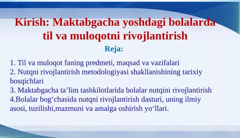 Til va muloqot faning predmeti, maqsad va vazifalari