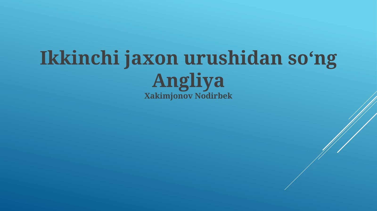 Ikkinchi Jahon Urushidan Keyingi Angliya