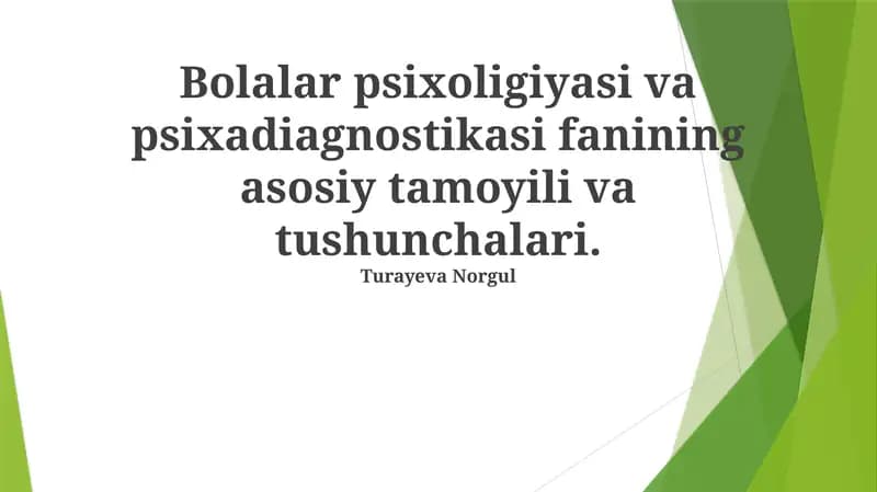 Bolalar psixoligiyasi va psixadiagnostikasi