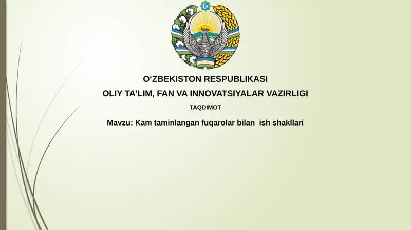 Kamtaminlangan fuqarolar bilan ishlash shakllari