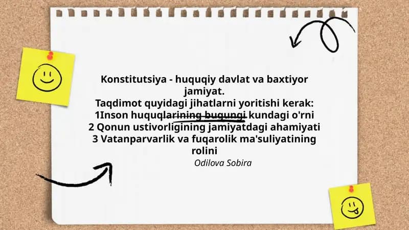 Konstitutsiya - huquqiy davlat va baxtiyor jamiyat