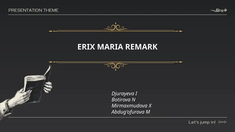 ERIX MARIA REMARKning hayoti va ijodiy yo'li