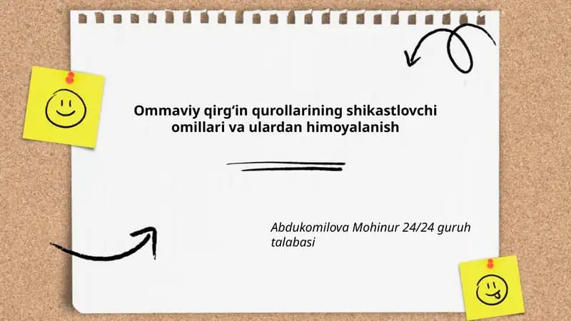 Ommaviy qirgʻin qurollarining shikastlovchi omillari va ulardan himoyalanish