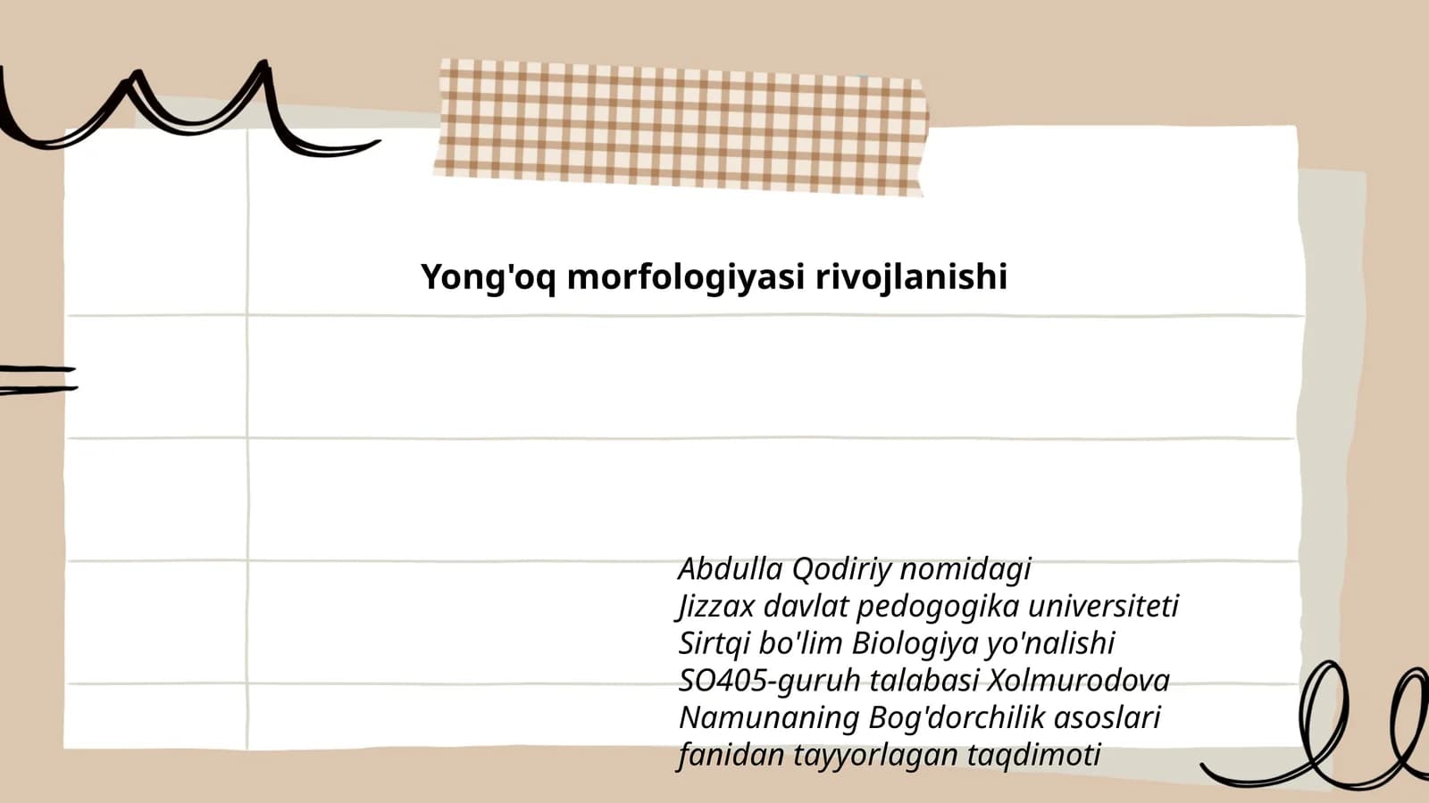 Namunaning Bog'dorchilik asoslari fanidan tayyorlagan taqdimoti