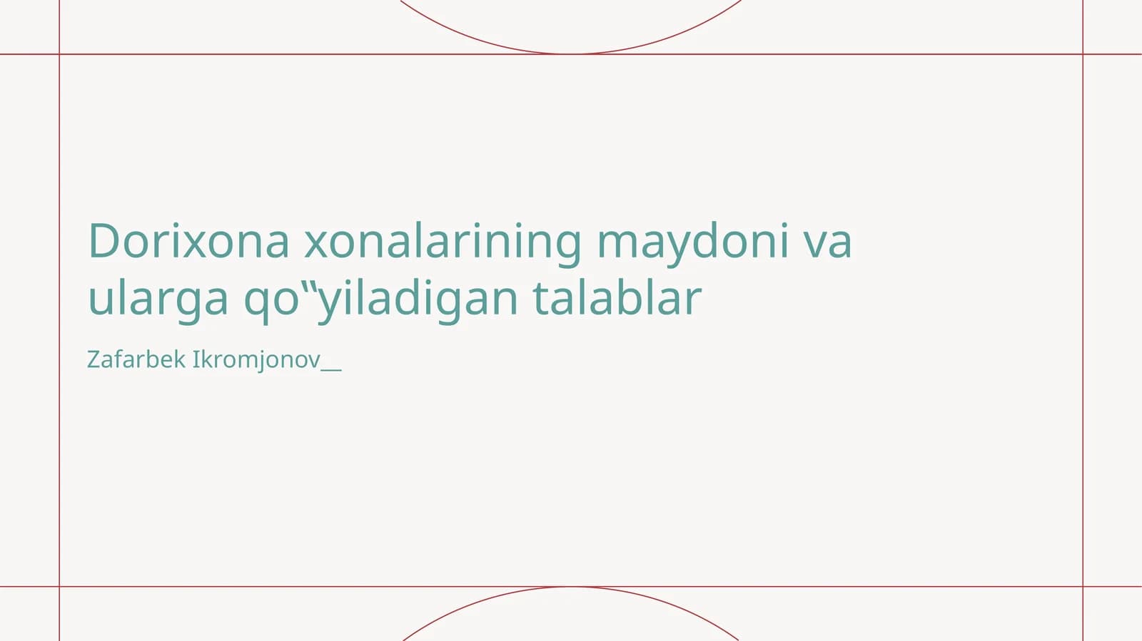 Dorixona xonalarining maydoni va ularga qo‟yiladigan talablar