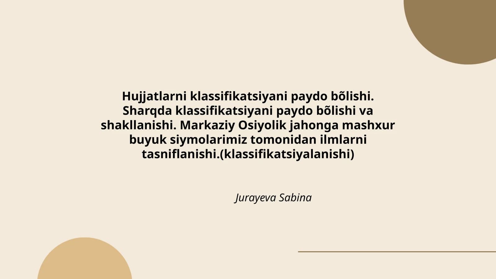 Hujjatlarni klassifikatsiyani paydo bõlishi