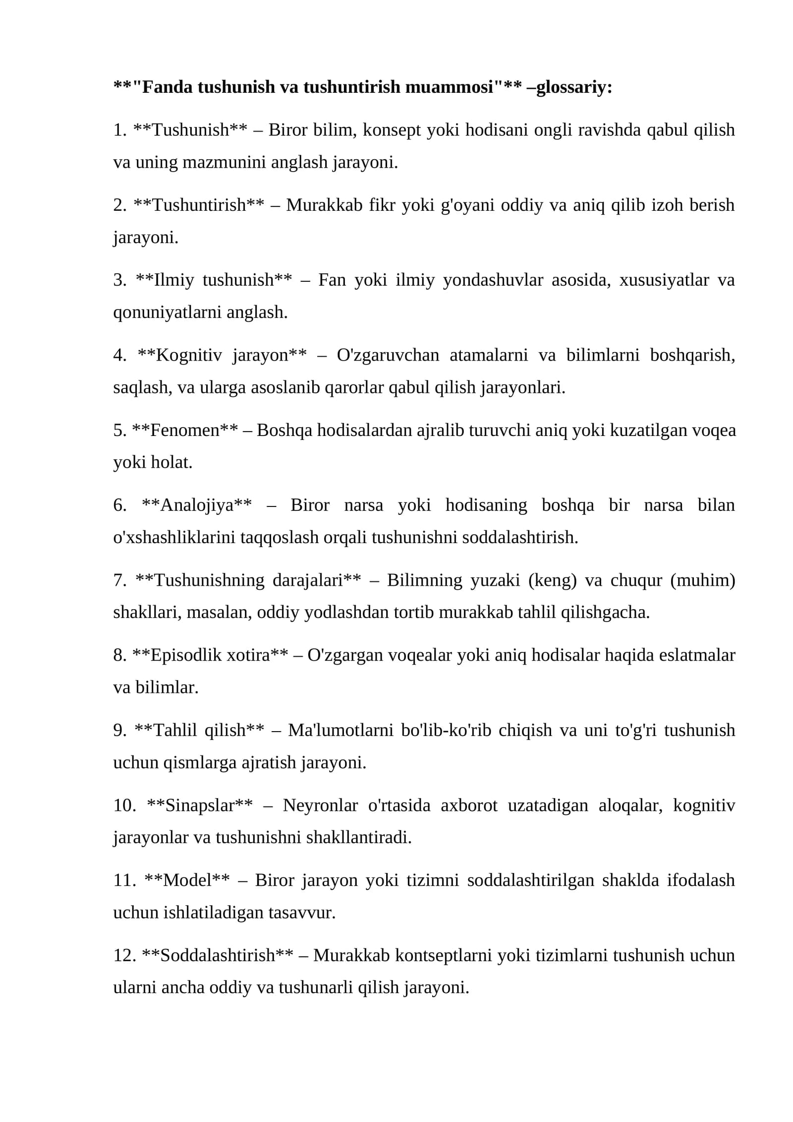 Fanda tushunish va tushuntirish muammosi