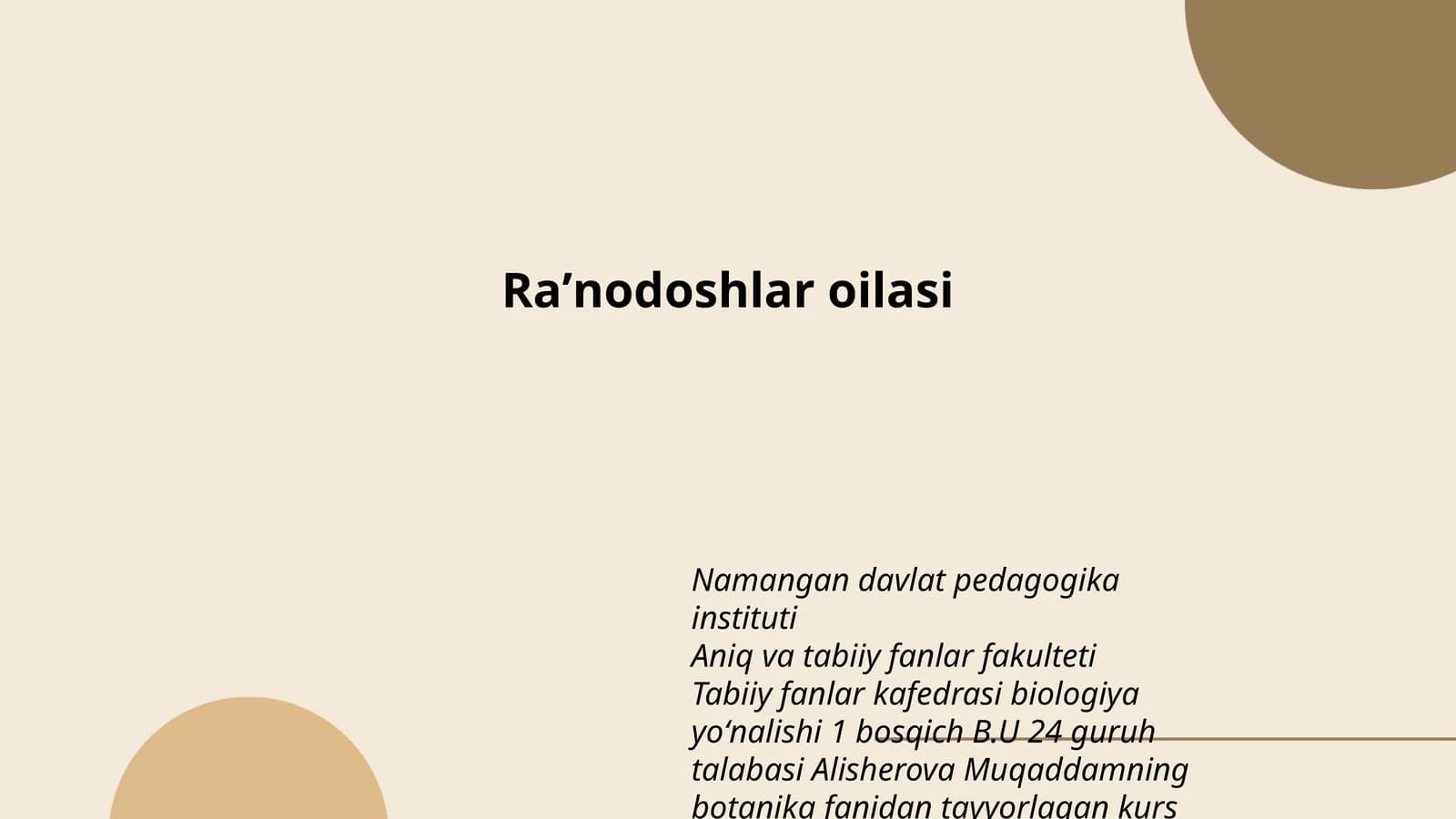 Botanika fanidan TAYYORLAGAN kurs ishi