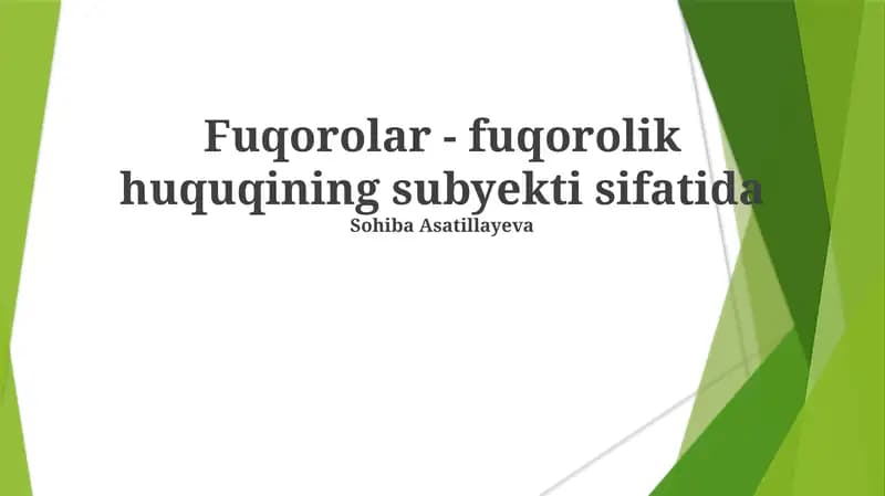 Fuqorolar - fuqorolik huquqining subyekti sifatida