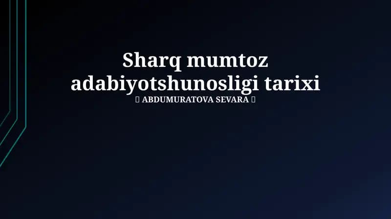 Sharq mumtoz adabiyotshunosligi tarixi
