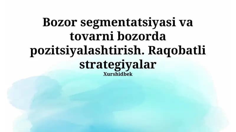 Mahsulot pozitsiyalashtirish strategiyalari