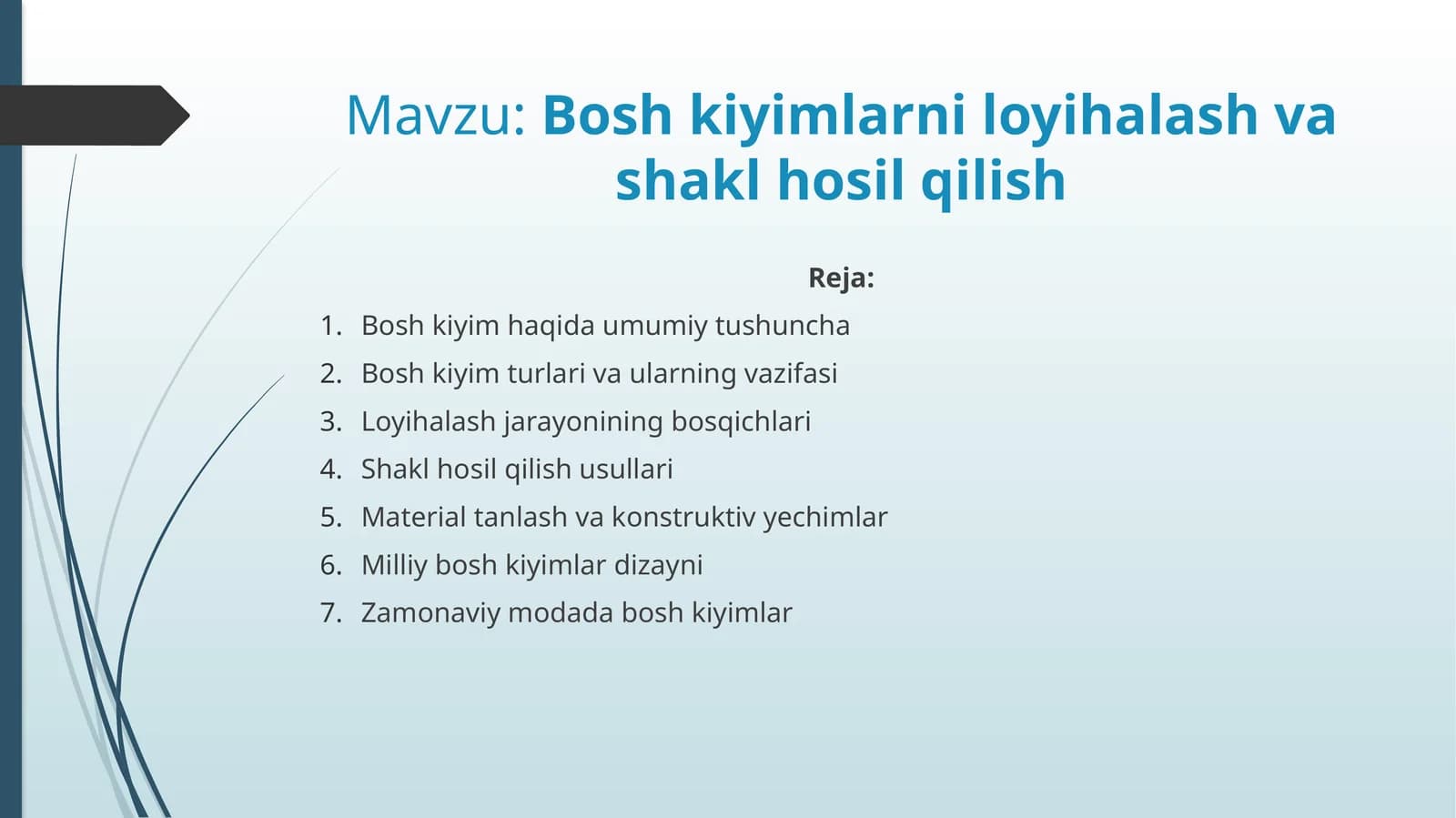 Bosh kiyimlarni loyihalash va shakl hosil qilish