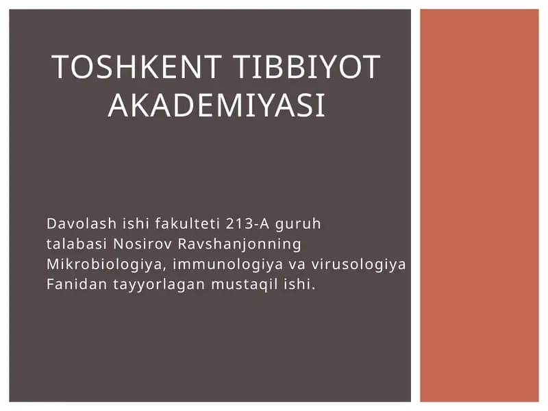 Immun tizimning shakllanishi va yoshga qarab o'zgarishi