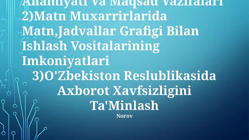 Iakt Tizimlari Fanining Ahamiyati Va Maqsad Vazifalari