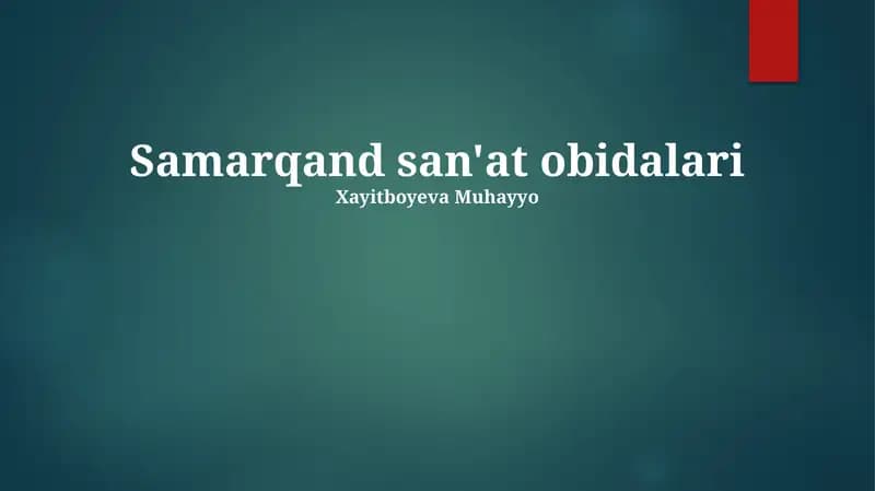 Samarqand san'at obidalari