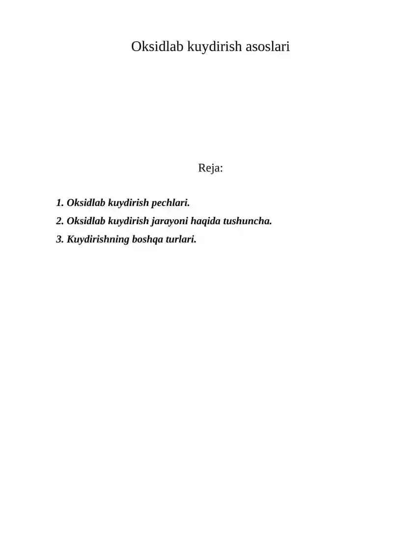 Оksidlаb kuydirish аsоslаri