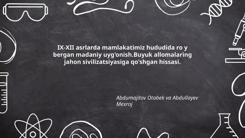IX-XII asrlarda mamlakatimiz hududida ro y bergan madaniy uyg'onish
