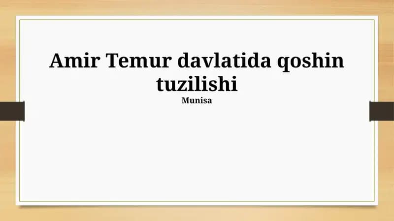 Amir Temur davlatida qoshin tuzilishi