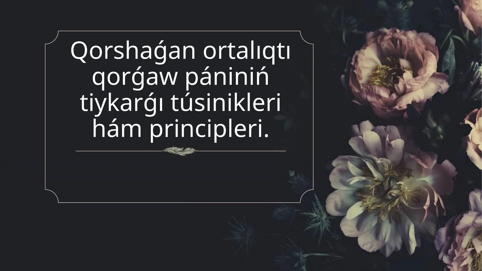 Qorshaǵan ortalıqtı qorǵaw pániniń tiykarǵı túsinikleri hám principleri