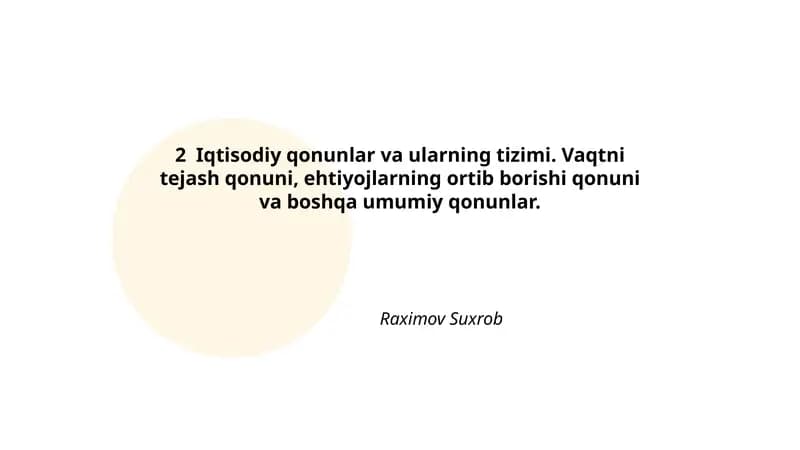 Iqtisodiy qonunlar va ularning tizimi