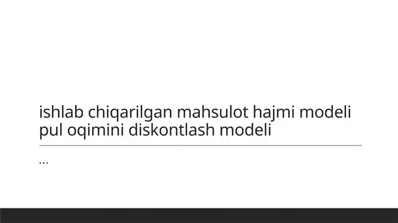 Mahsulot hajmi va pul oqimlari aloqasi