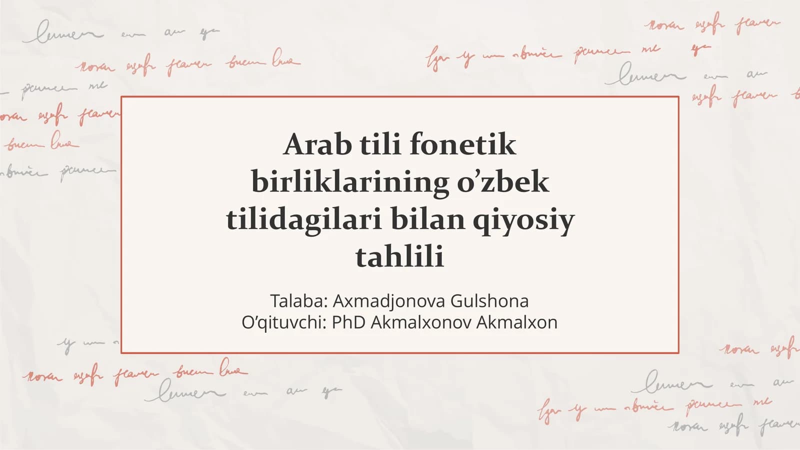 PPT Arab tili fonetik birliklarining o’zbek tilidagilari bilan qiyosiy tahlili