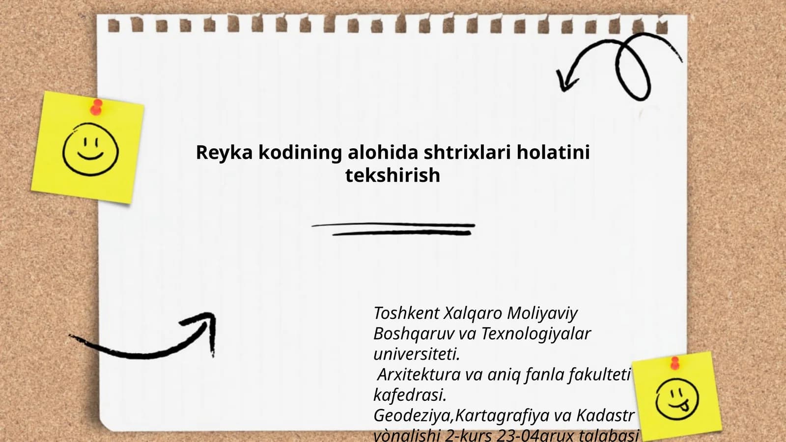 Reyka kodining alohida shtrixlari holatini tekshirish