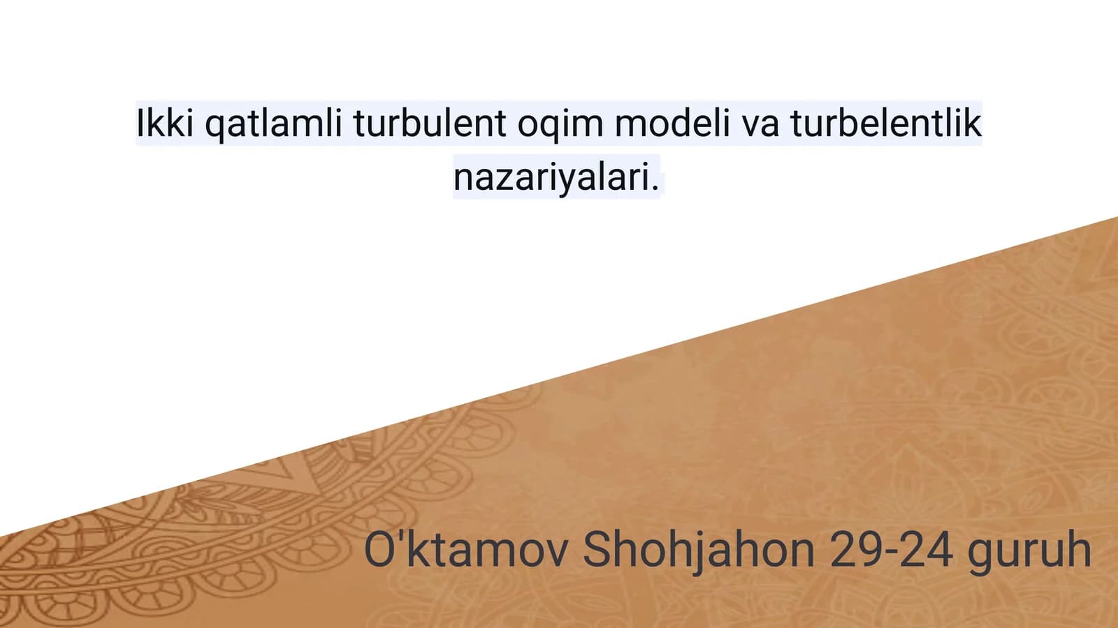 Ikki qatlamli turbulent oqim modeli va turbelentlik nazariyalari