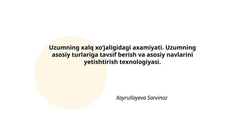 Uzumning xalq xoʻjaligidagi axamiyati