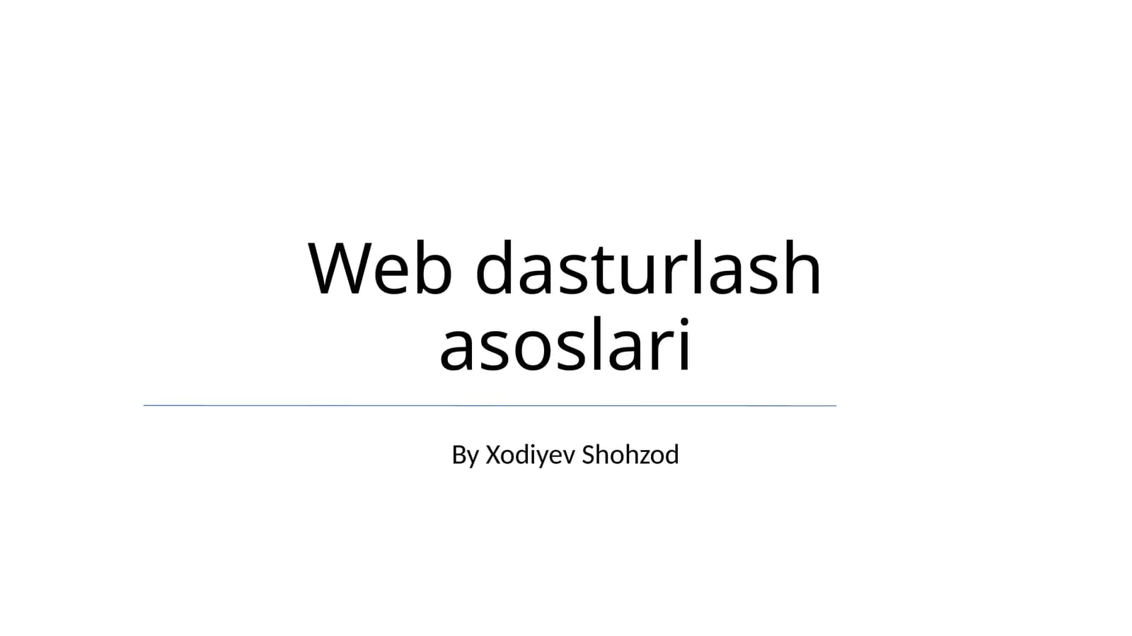 Web dasturlash asoslari