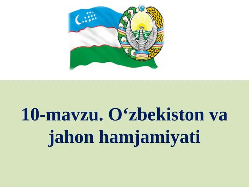 O‘zbekiston va jahon hamjamiyati